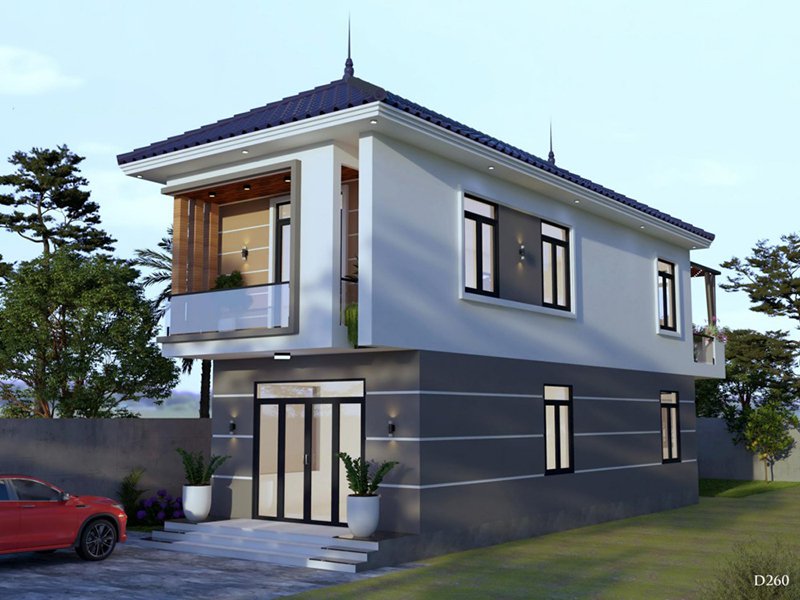 xây nhà 2 tầng 600 triệu ở nông thôn