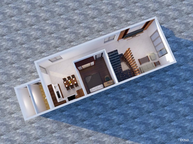 bản vẽ 3d mặt bằng nhà 2 tầng